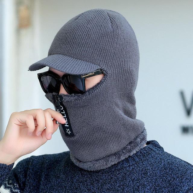 Winter Hat Skullies Beanies Hats Winter Beanies for Men Women Wool Zipper Scarf Caps Balaclava Mask Gorgas Bonnet Knitted Hat Warm Fleece Balaclava Windproof Ski Mask Cold Weather Face Mask Motorcycle Balaclava Hood Warmer Winter Sports Cap Stevvex