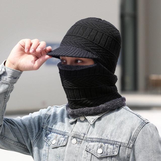 Winter Hat Skullies Beanies Hats Winter Beanies for Men Women Wool Zipper Scarf Caps Balaclava Mask Gorgas Bonnet Knitted Hat Warm Fleece Balaclava Windproof Ski Mask Cold Weather Face Mask Motorcycle Balaclava Hood Warmer Winter Sports Cap Stevvex