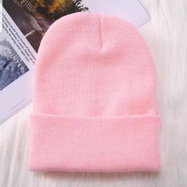 Winter Hats For Men Woman New Beanies Knitted Solid Cute Hat Girls Autumn Female Beanie Caps Warmer Stylish Ladies Casual Cap Outdoor Winter Adult Neutral Warm Hats Candy Color Knitted Woolen Hat for Women Men Stevvex