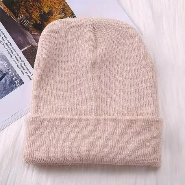 Winter Hats For Men Woman New Beanies Knitted Solid Cute Hat Girls Autumn Female Beanie Caps Warmer Stylish Ladies Casual Cap Outdoor Winter Adult Neutral Warm Hats Candy Color Knitted Woolen Hat for Women Men Stevvex