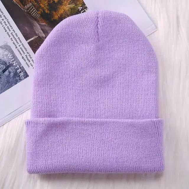 Winter Hats For Men Woman New Beanies Knitted Solid Cute Hat Girls Autumn Female Beanie Caps Warmer Stylish Ladies Casual Cap Outdoor Winter Adult Neutral Warm Hats Candy Color Knitted Woolen Hat for Women Men Stevvex