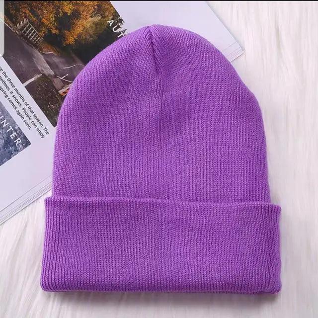 Winter Hats For Men Woman New Beanies Knitted Solid Cute Hat Girls Autumn Female Beanie Caps Warmer Stylish Ladies Casual Cap Outdoor Winter Adult Neutral Warm Hats Candy Color Knitted Woolen Hat for Women Men Stevvex