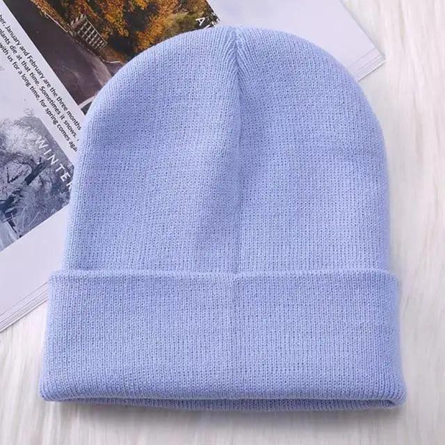 Winter Hats For Men Woman New Beanies Knitted Solid Cute Hat Girls Autumn Female Beanie Caps Warmer Stylish Ladies Casual Cap Outdoor Winter Adult Neutral Warm Hats Candy Color Knitted Woolen Hat for Women Men Stevvex
