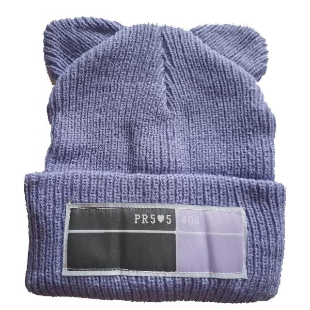 Winter Hats for Woman New Beanies Knitted Hat Cute Ear Girls Autumn Female Beanie Caps Warmer Bonnet Casual Cap Winter Beanie Hats for Women Girls Cable Knit Soft Cute Beanie with Double Pompom Ears Detachable Pompom Fur Hat Girls Stevvex
