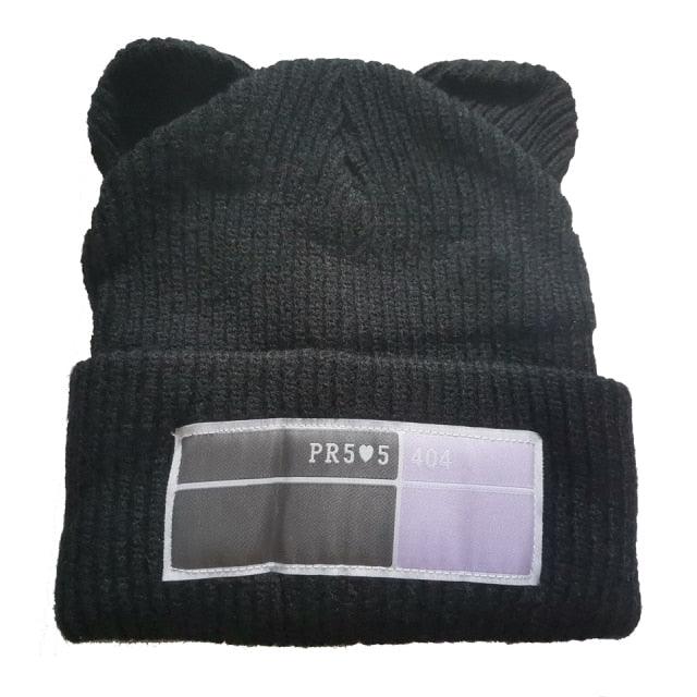Winter Hats for Woman New Beanies Knitted Hat Cute Ear Girls Autumn Female Beanie Caps Warmer Bonnet Casual Cap Winter Beanie Hats for Women Girls Cable Knit Soft Cute Beanie with Double Pompom Ears Detachable Pompom Fur Hat Girls Stevvex