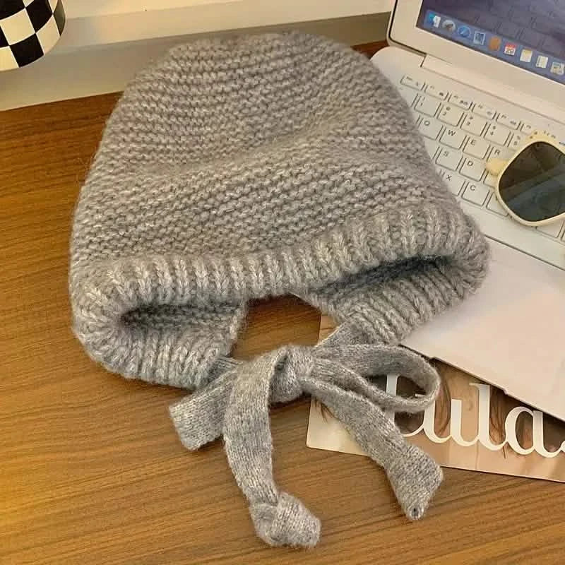 Winter Wool Knitted Hat Unisex Winter Striped Beanie with Ear Flaps DailySale