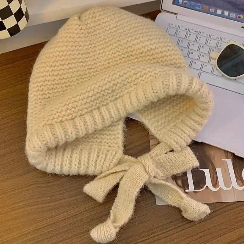 Winter Wool Knitted Hat Unisex Winter Striped Beanie with Ear Flaps DailySale