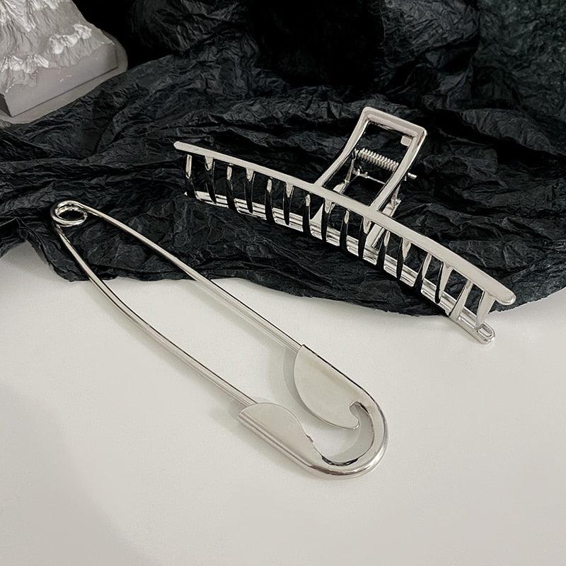 Woman Trendy Silver Pin Minimalist Dainty Design Hair Claws Women Hair Clips Fashion Hairpins Women Hair Accessories Hairgrip Barrettes Headwear