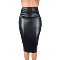 Women High Waist Faux Leather Pencil Skirt