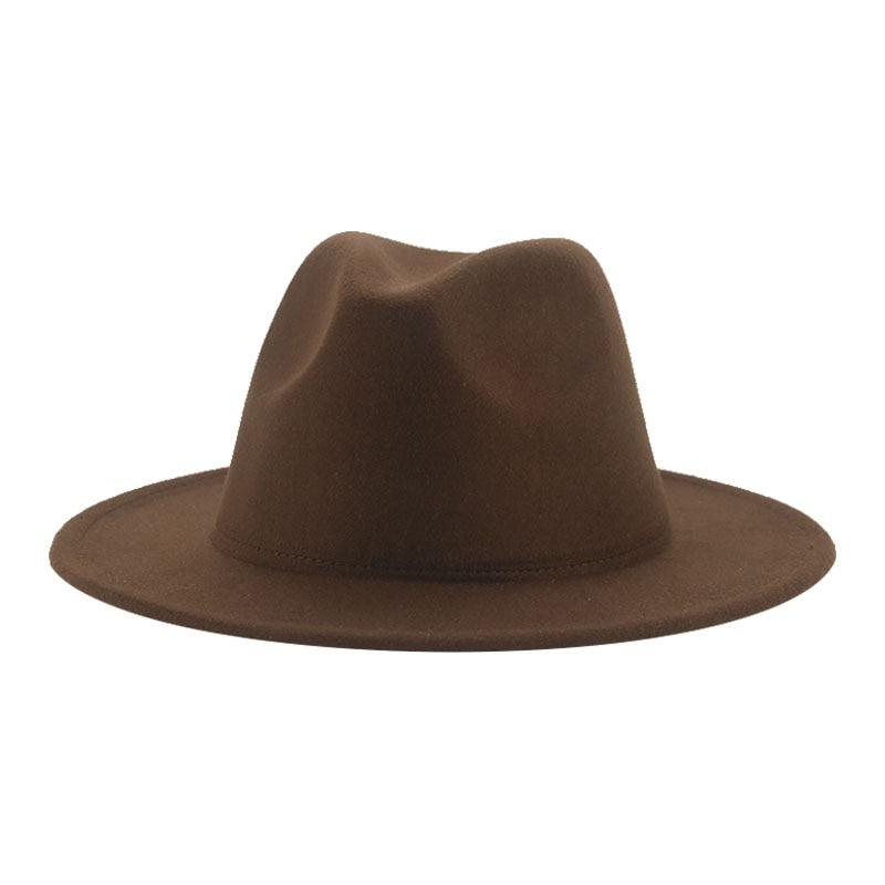 Women Luxury Fedora Hat Women Fedora Hat Women Solid Wide Brim Winter Men Hat Retro Wide Autumn Unique Style Men Hat Vintage Brown Formal Wedding Fedora Hats Stevvex