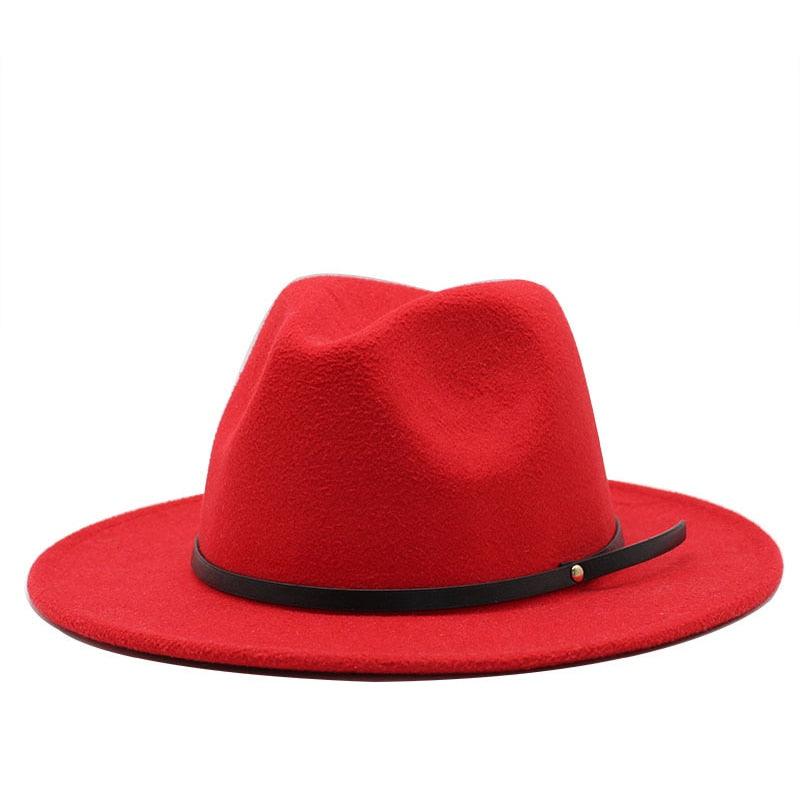 Women Men Wool Vintage Black Fedora Hat With Wide Unique Fedora Hats With Belt Buckle For Men Women Brim Gentleman Elegant Lady Winter Autumn Soft Caps Stevvex