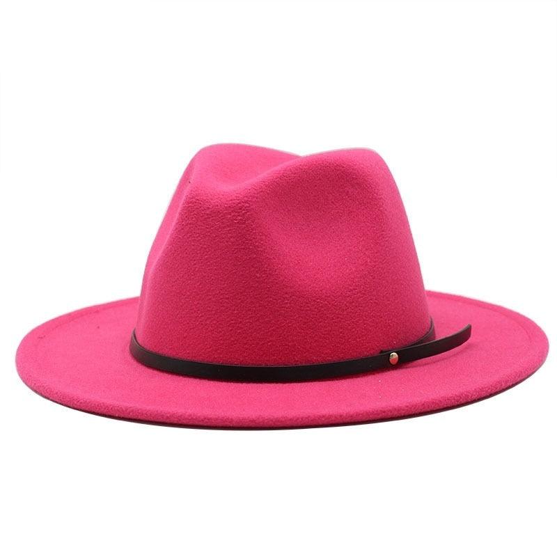 Women Men Wool Vintage Black Fedora Hat With Wide Unique Fedora Hats With Belt Buckle For Men Women Brim Gentleman Elegant Lady Winter Autumn Soft Caps Stevvex