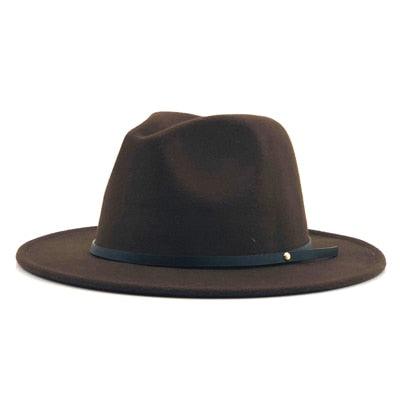 Women Men Wool Vintage Black Fedora Hat With Wide Unique Fedora Hats With Belt Buckle For Men Women Brim Gentleman Elegant Lady Winter Autumn Soft Caps Stevvex
