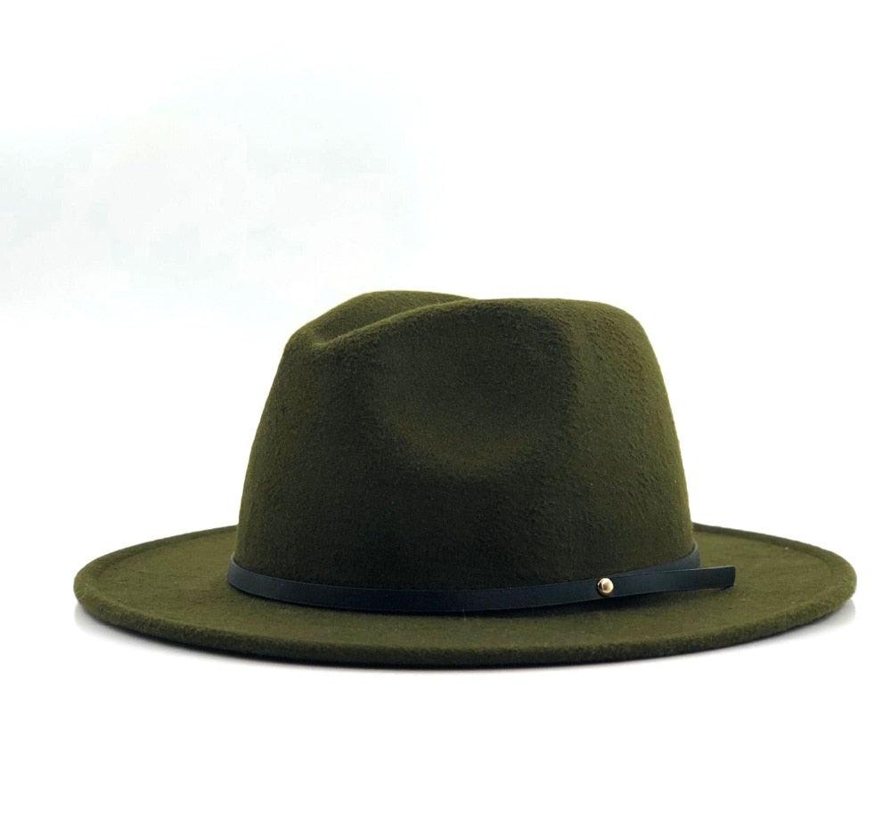 Women Men Wool Vintage Black Fedora Hat With Wide Unique Fedora Hats With Belt Buckle For Men Women Brim Gentleman Elegant Lady Winter Autumn Soft Caps Stevvex