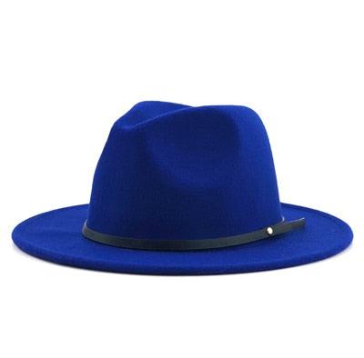 Women Men Wool Vintage Black Fedora Hat With Wide Unique Fedora Hats With Belt Buckle For Men Women Brim Gentleman Elegant Lady Winter Autumn Soft Caps Stevvex