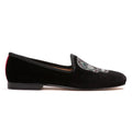 Women's Black Velvet Green Camo Skull Slipper Del Toro Shoes