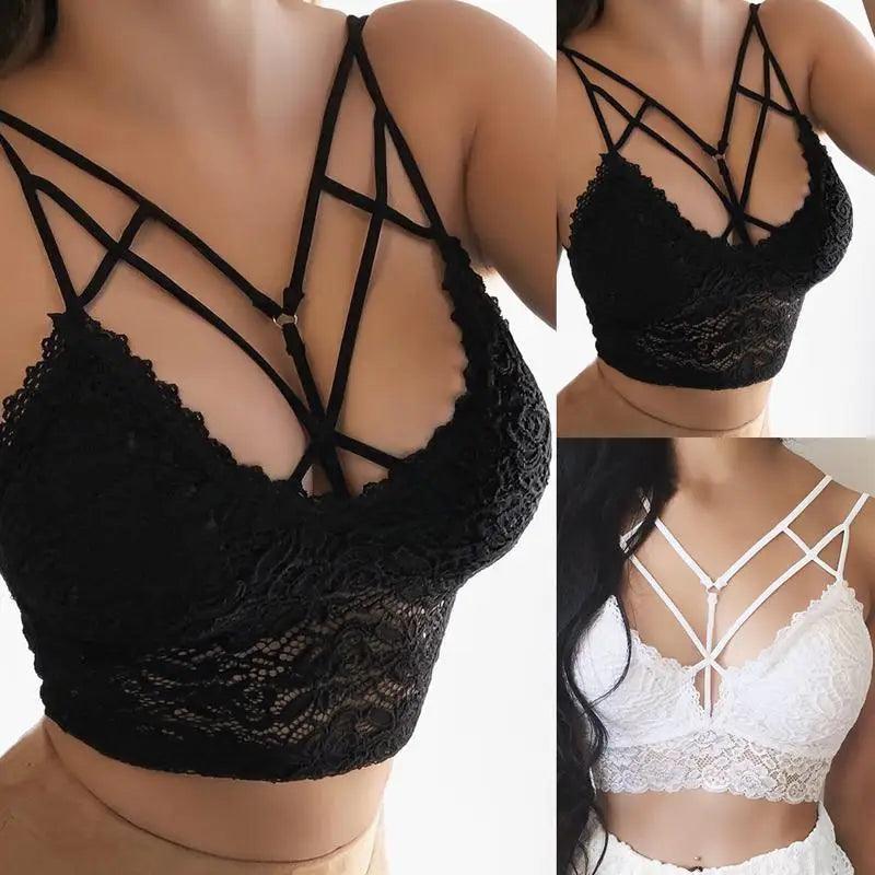 Women Sexy Underwear Black Lace Bralette Push Up Bras For Women Sleeveless Plus Size Bras For Female Stevvex
