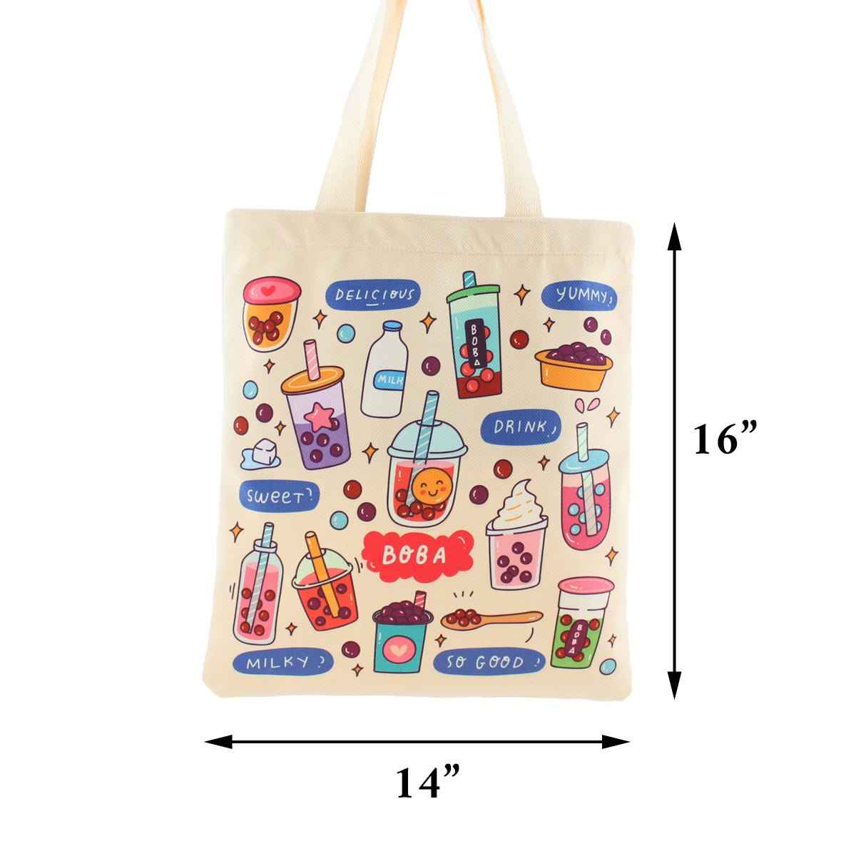 Bubble Tea Tote Bag Gift Set – Boba Bag with Keychain & Pin Dashing Nova