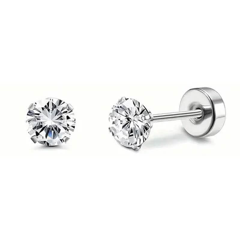 Women's Cubic Zirconia Surgical Stainless Steel Flat Back Earrings DailySale