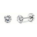 Women's Cubic Zirconia Surgical Stainless Steel Flat Back Earrings DailySale