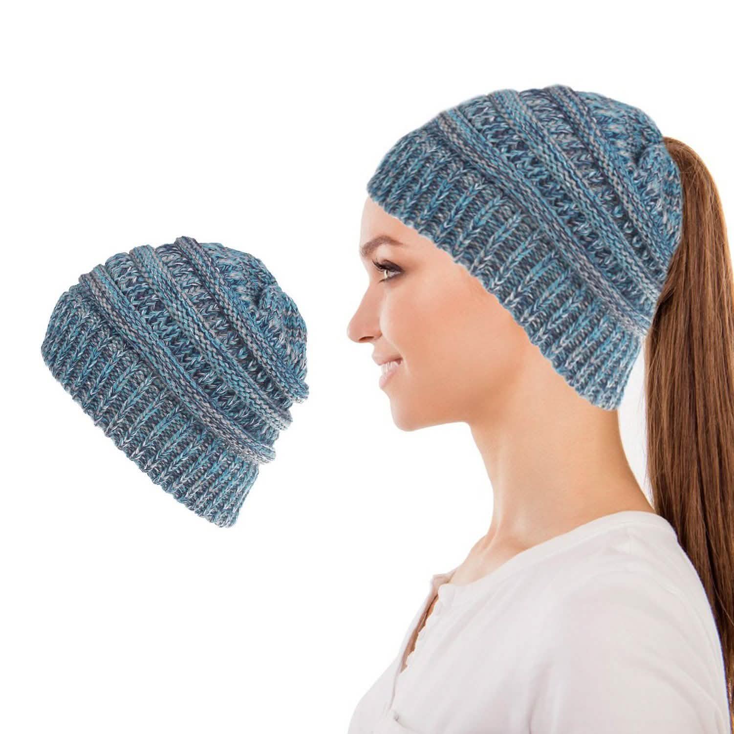 Women's Fun Warm Winter Ponytail Beanie Hat Cap DailySale