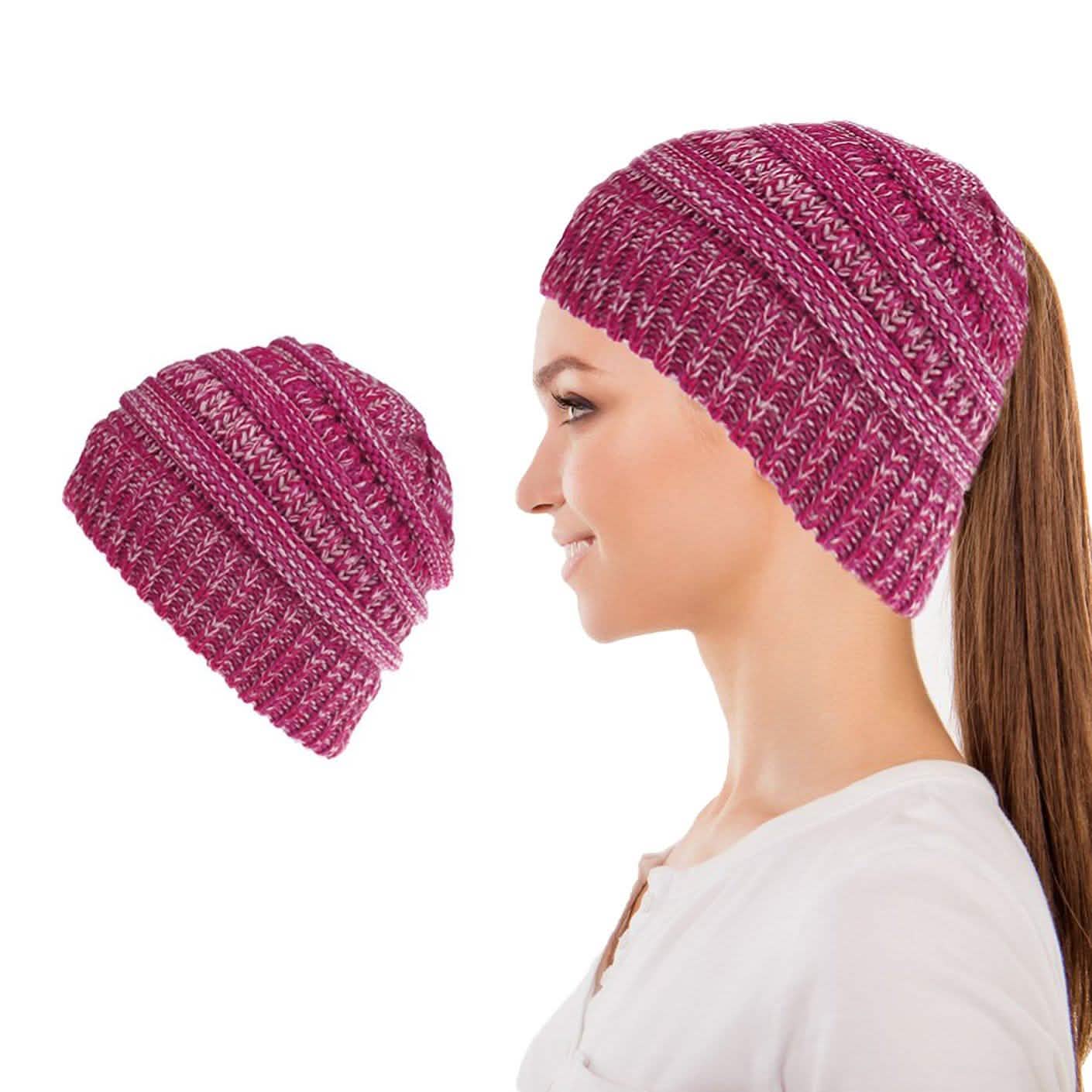 Women's Fun Warm Winter Ponytail Beanie Hat Cap DailySale