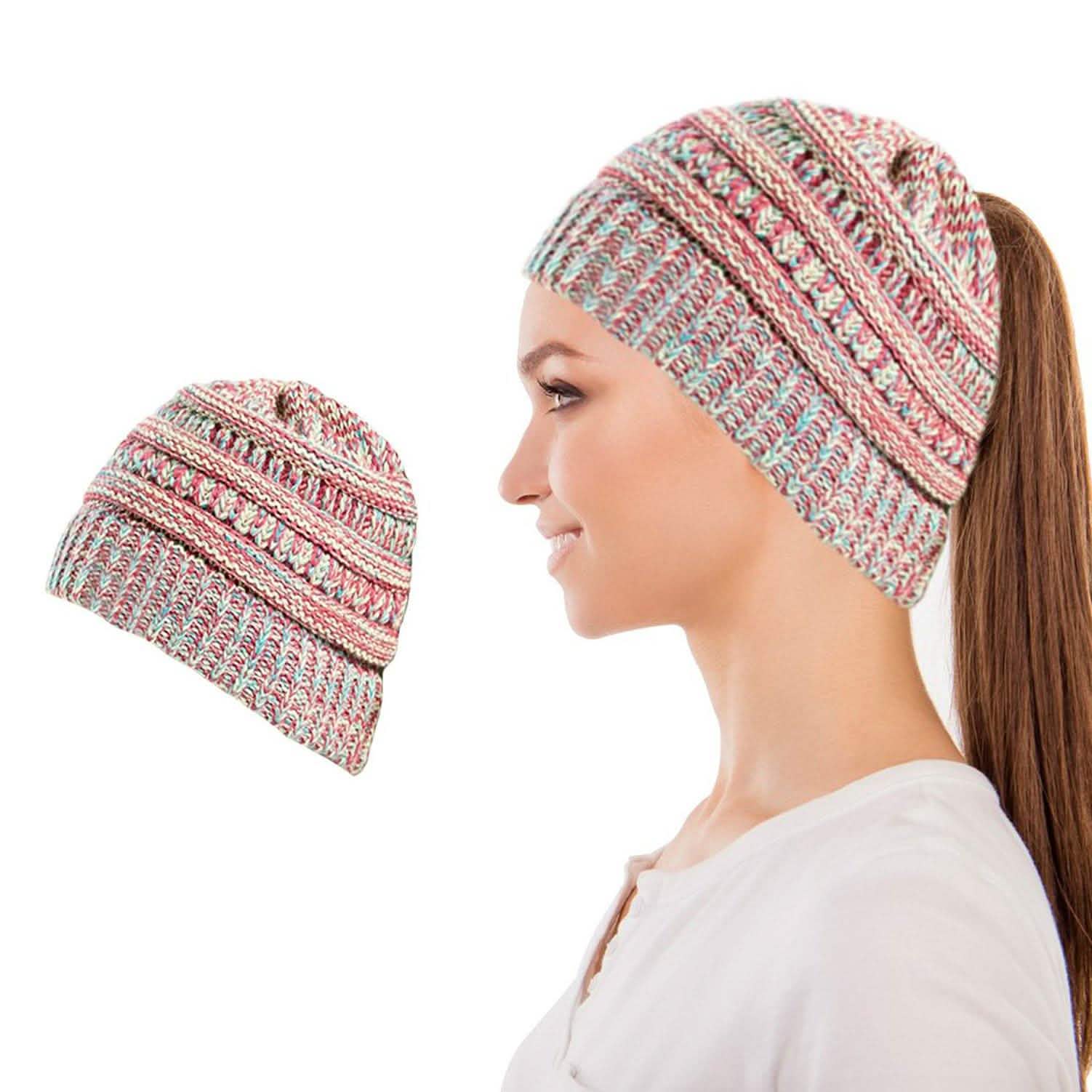 Women's Fun Warm Winter Ponytail Beanie Hat Cap DailySale