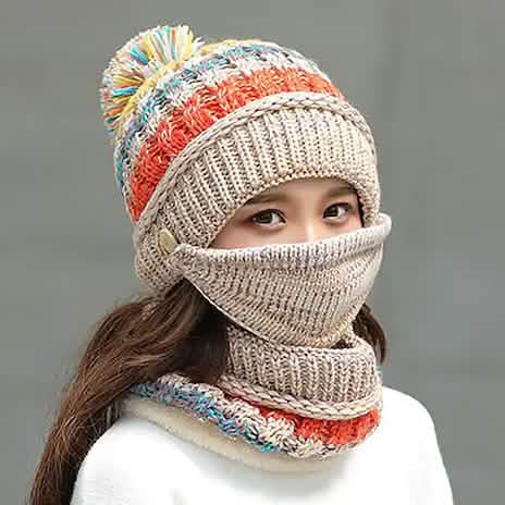 Women's Knitted Hat Scarf Mask Set DailySale