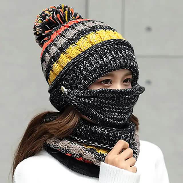 Women's Knitted Hat Scarf Mask Set DailySale