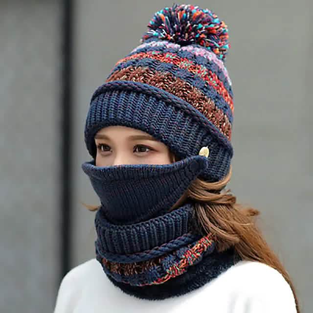 Women's Knitted Hat Scarf Mask Set DailySale