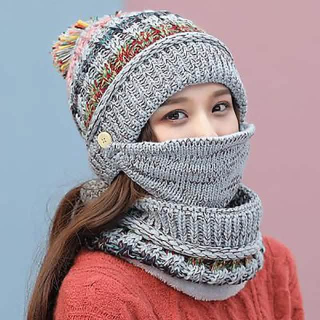 Women's Knitted Hat Scarf Mask Set DailySale