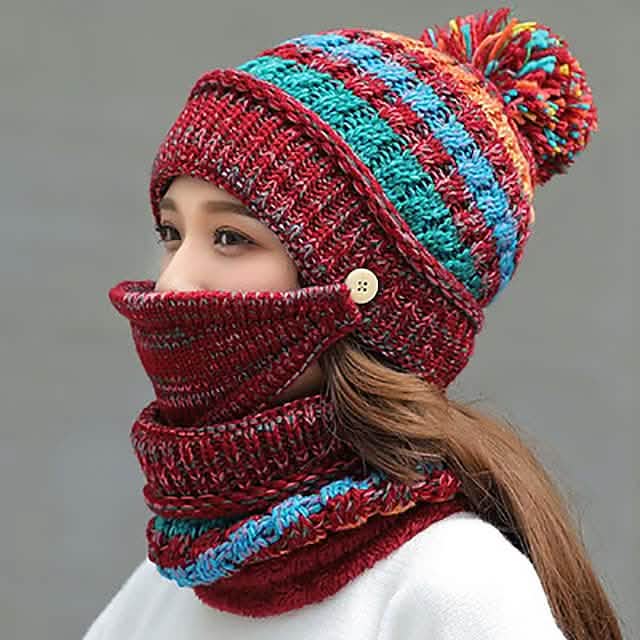 Women's Knitted Hat Scarf Mask Set DailySale