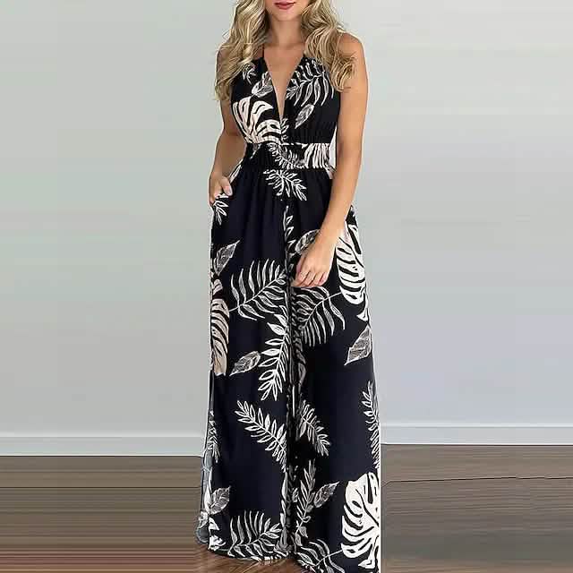 Women's Summer New Digital Printing Colorful Slit Jumpsuit DailySale