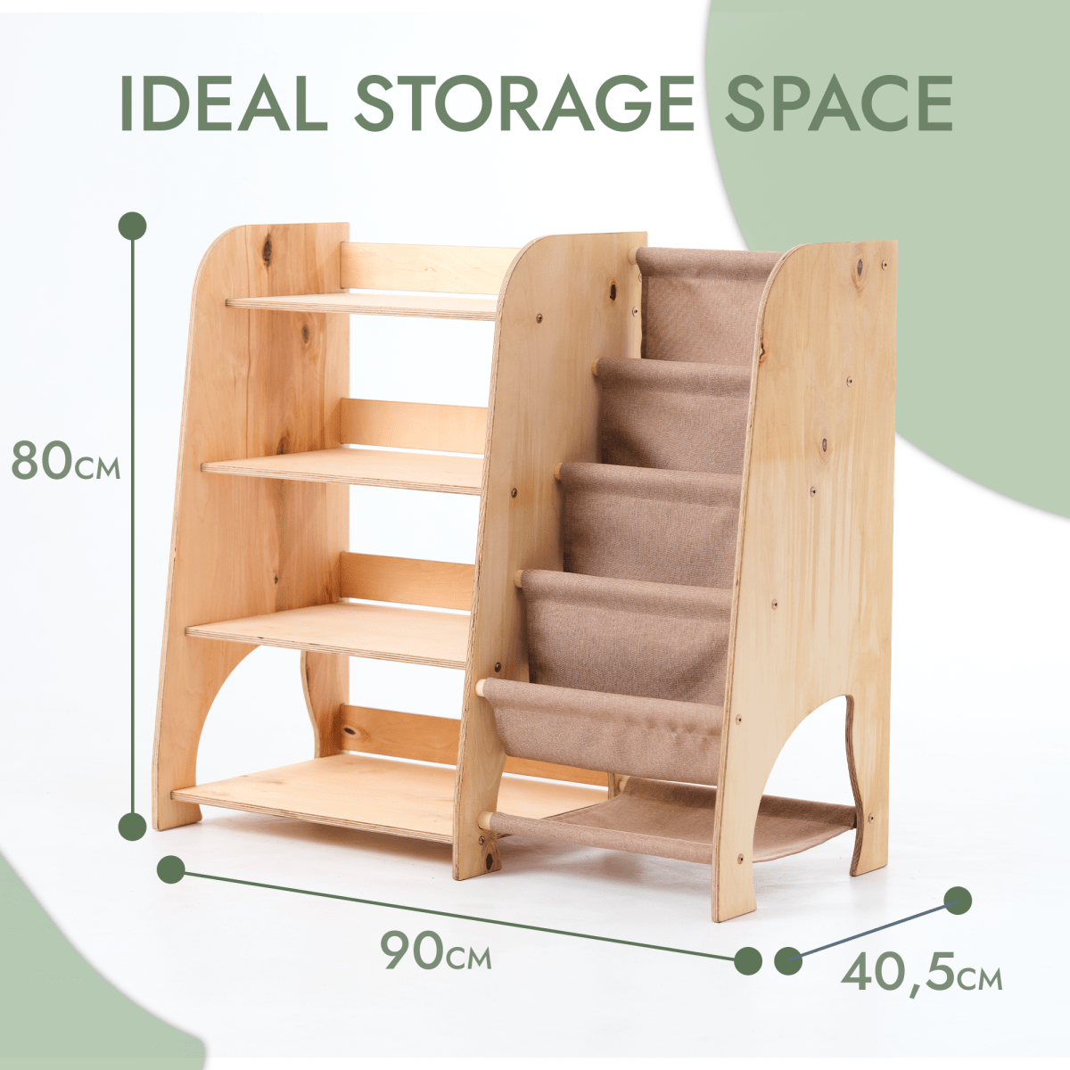 Wooden Montessori Shelves for Toddler 2in1: Bookshelf & Toy Shelving Goodevas
