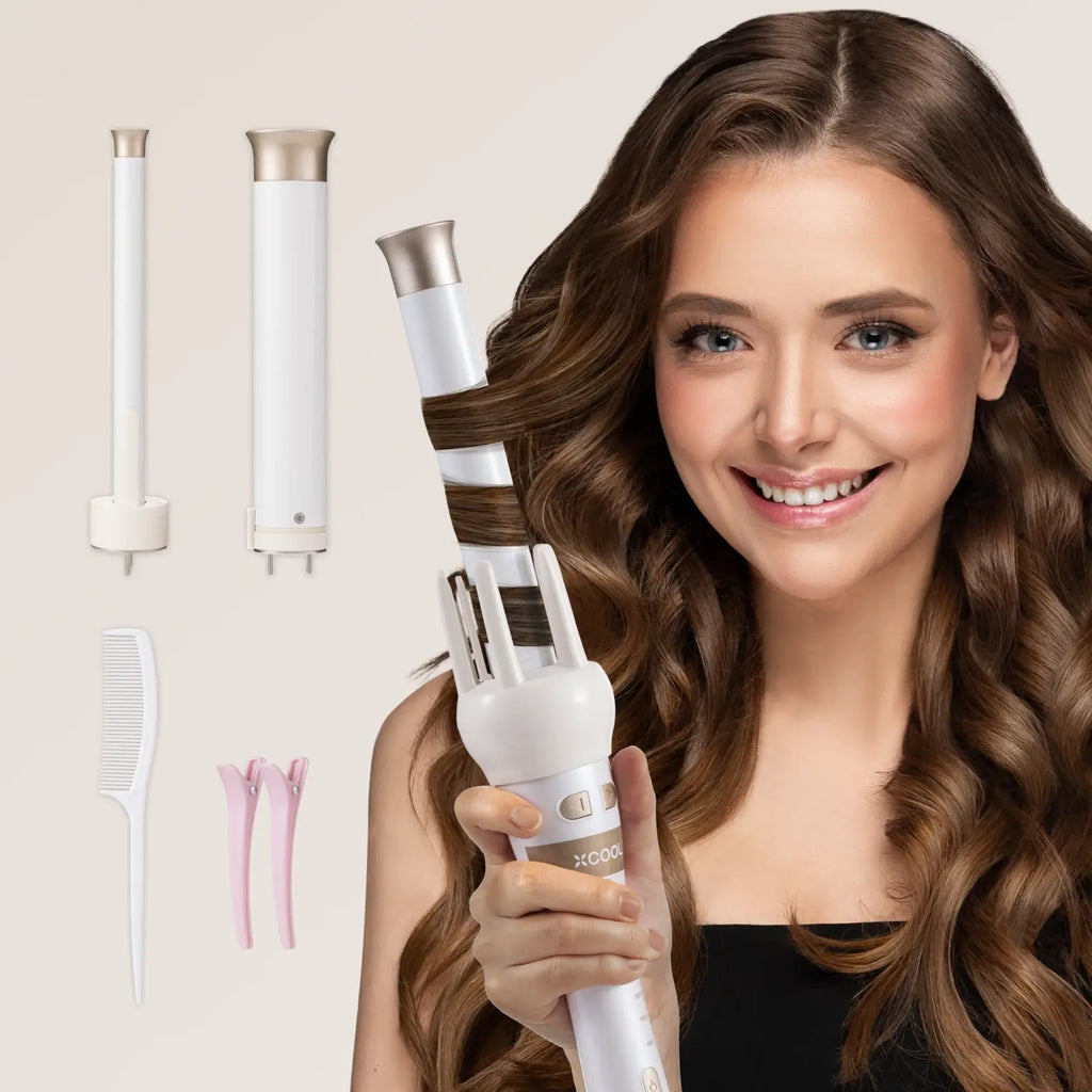 xCool 3-in-1 Automatic Rotating Curling Wand Set Cool Gadget