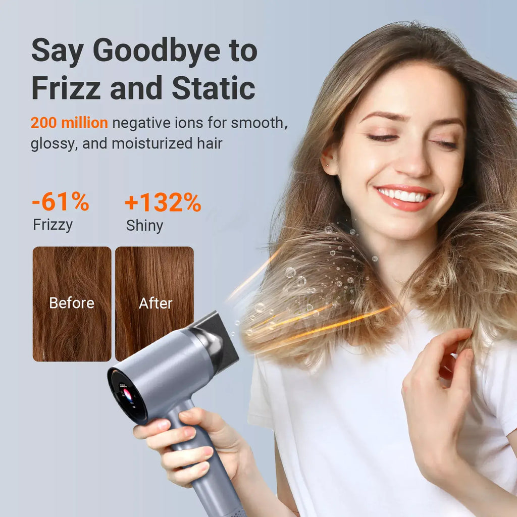 xCool Negative Ions High-Speed Hair Dryer with Thermo-Control, Silver Blue Cool Gadget