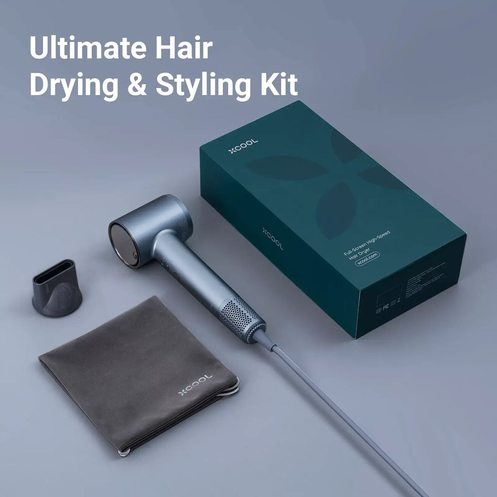 xCool Negative Ions High-Speed Hair Dryer with Thermo-Control, Silver Blue Cool Gadget
