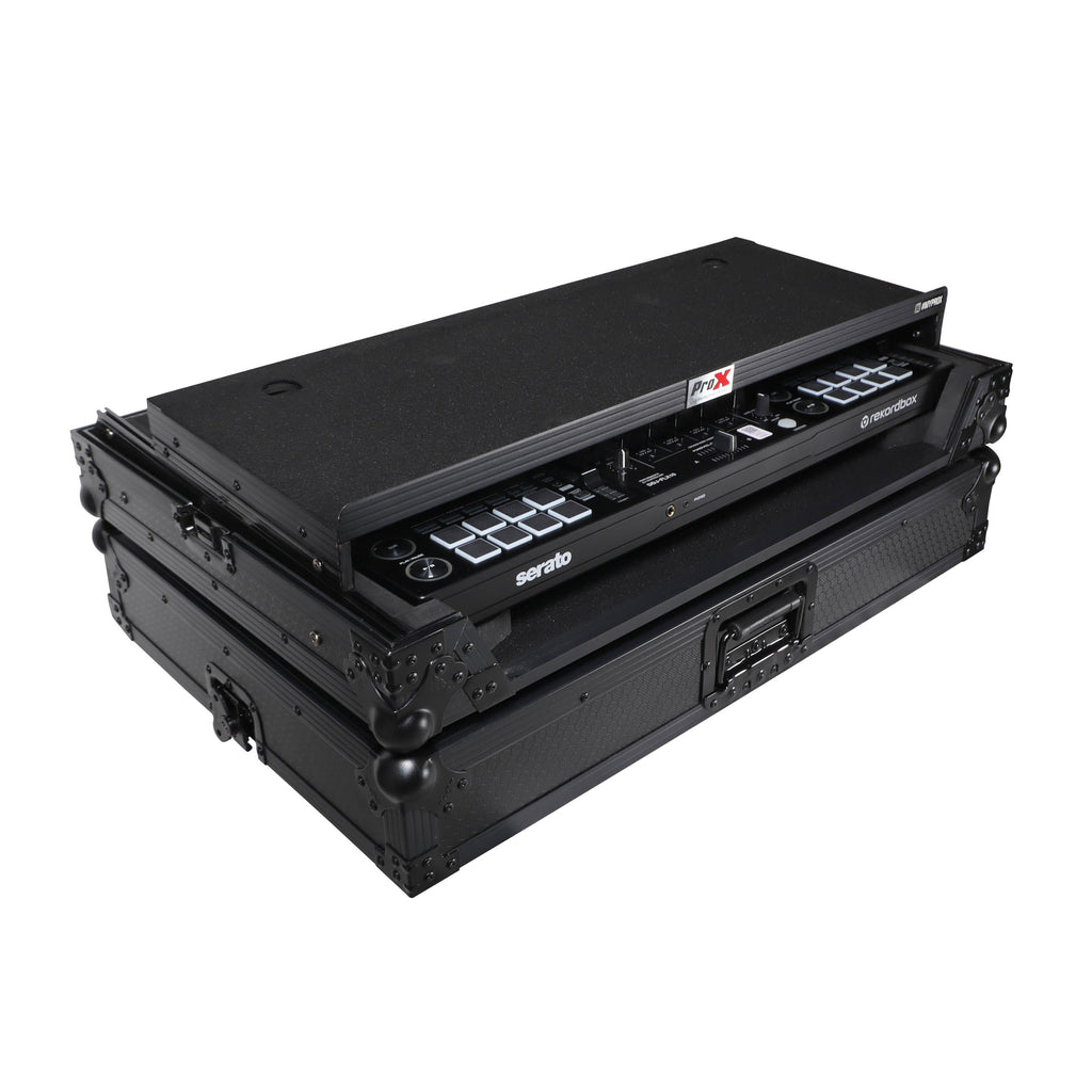 ProX XS-FLX10LTBL - Pioneer DDJ-FLX10 or DDJ-GRV6 with Sliding Laptop Shelf ATA Flight Style Road Case Black Finish Slim Case The DJ Hookup