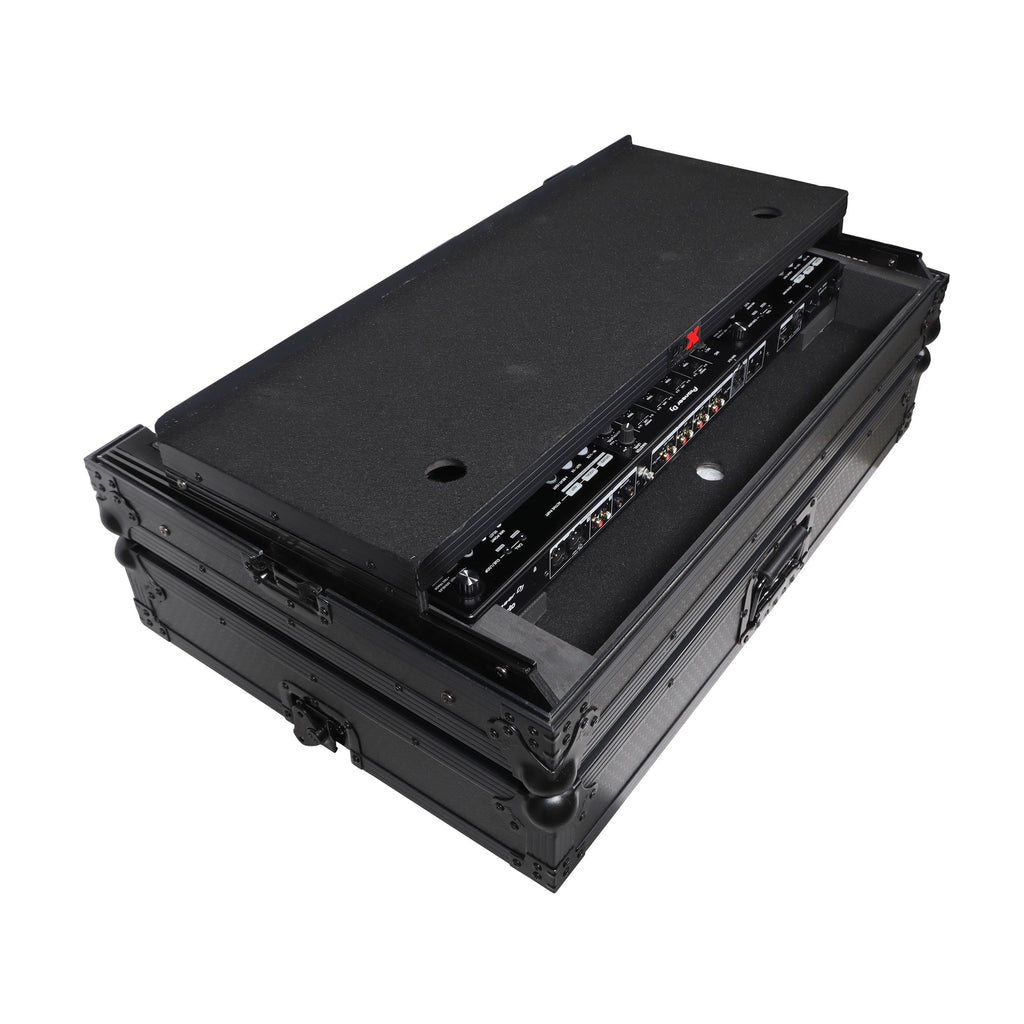 ProX XS-FLX10LTBL - Pioneer DDJ-FLX10 or DDJ-GRV6 with Sliding Laptop Shelf ATA Flight Style Road Case Black Finish Slim Case The DJ Hookup