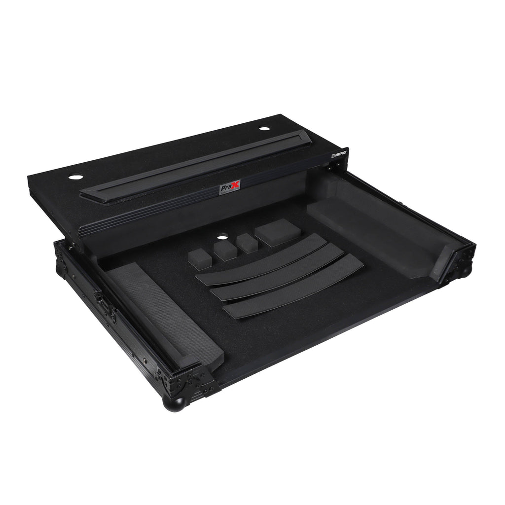 ProX XS-FLX10LTBL - Pioneer DDJ-FLX10 or DDJ-GRV6 with Sliding Laptop Shelf ATA Flight Style Road Case Black Finish Slim Case The DJ Hookup