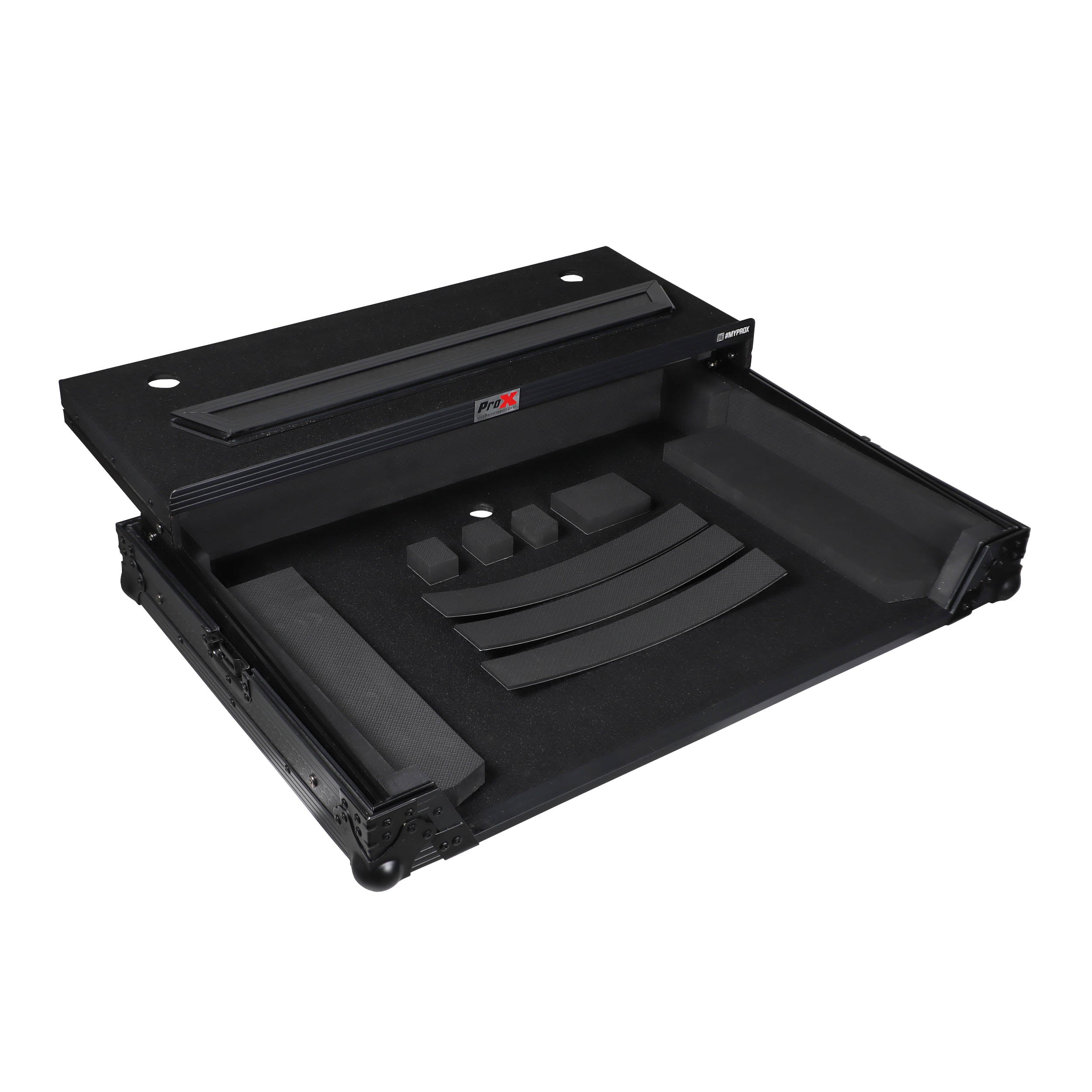 ProX XS-FLX10LTBL - Pioneer DDJ-FLX10 or DDJ-GRV6 with Sliding Laptop Shelf ATA Flight Style Road Case Black Finish Slim Case The DJ Hookup
