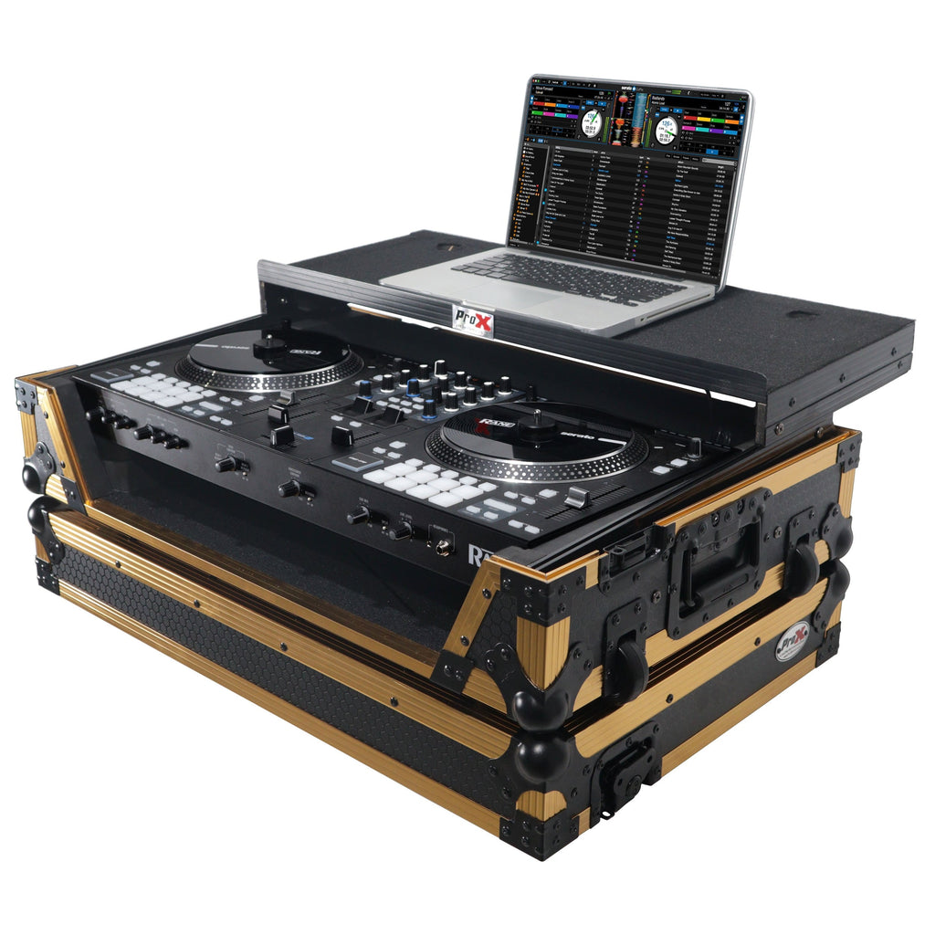 ProX XS-RANEONEWLTFGLD - ATA Flight Style Road Case for RANE ONE DJ Controller with Laptop Shelf in Limited Edition Gold