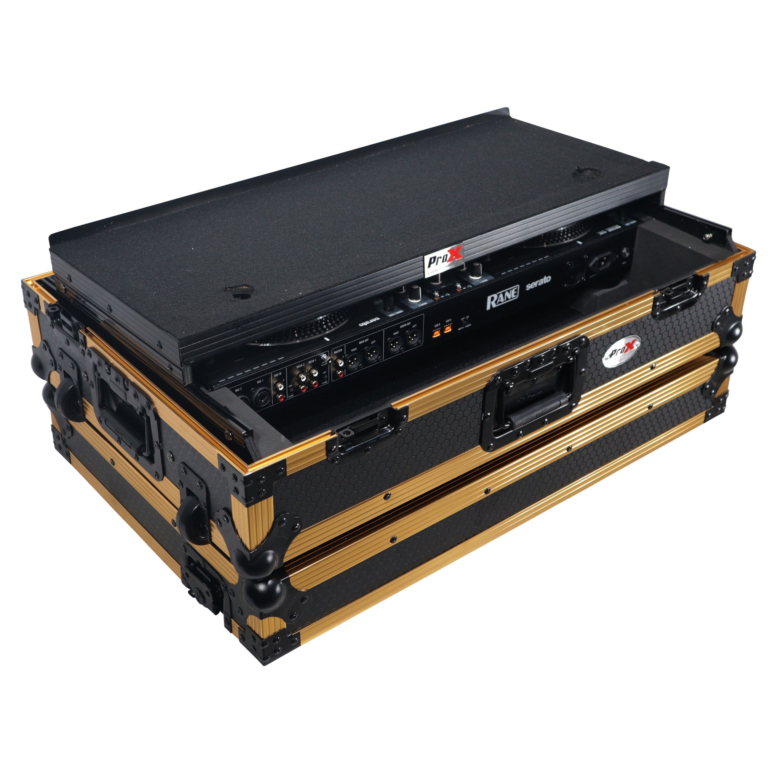 ProX XS-RANEONEWLTFGLD - ATA Flight Style Road Case for RANE ONE DJ Controller with Laptop Shelf in Limited Edition Gold