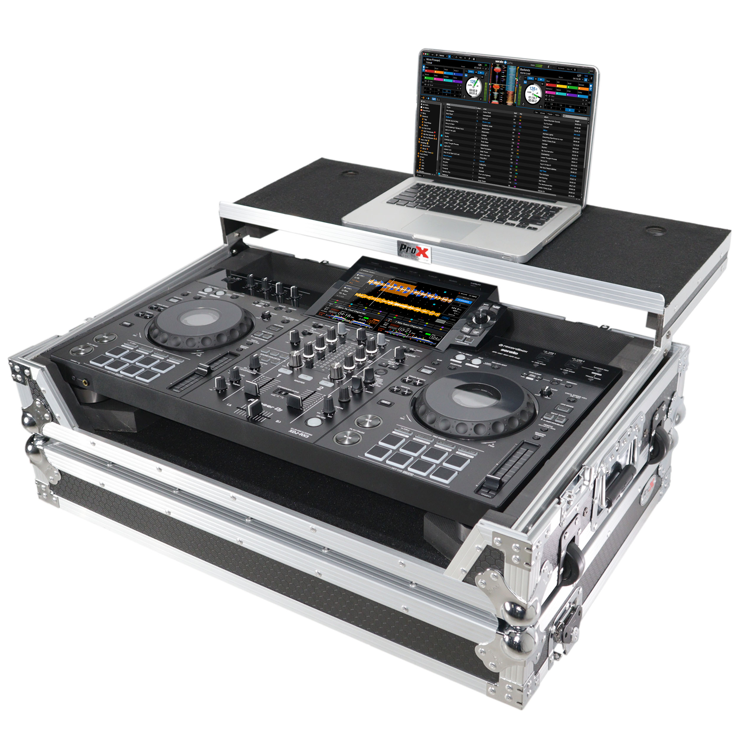 ProX XS-XDJRX3WLT - ATA Flight Case ATA Flight Case For Pioneer DDJ-REV5 XDJ-RX3 DJ Controller with Laptop Shelf 1U Rack Space and Wheels The DJ Hookup