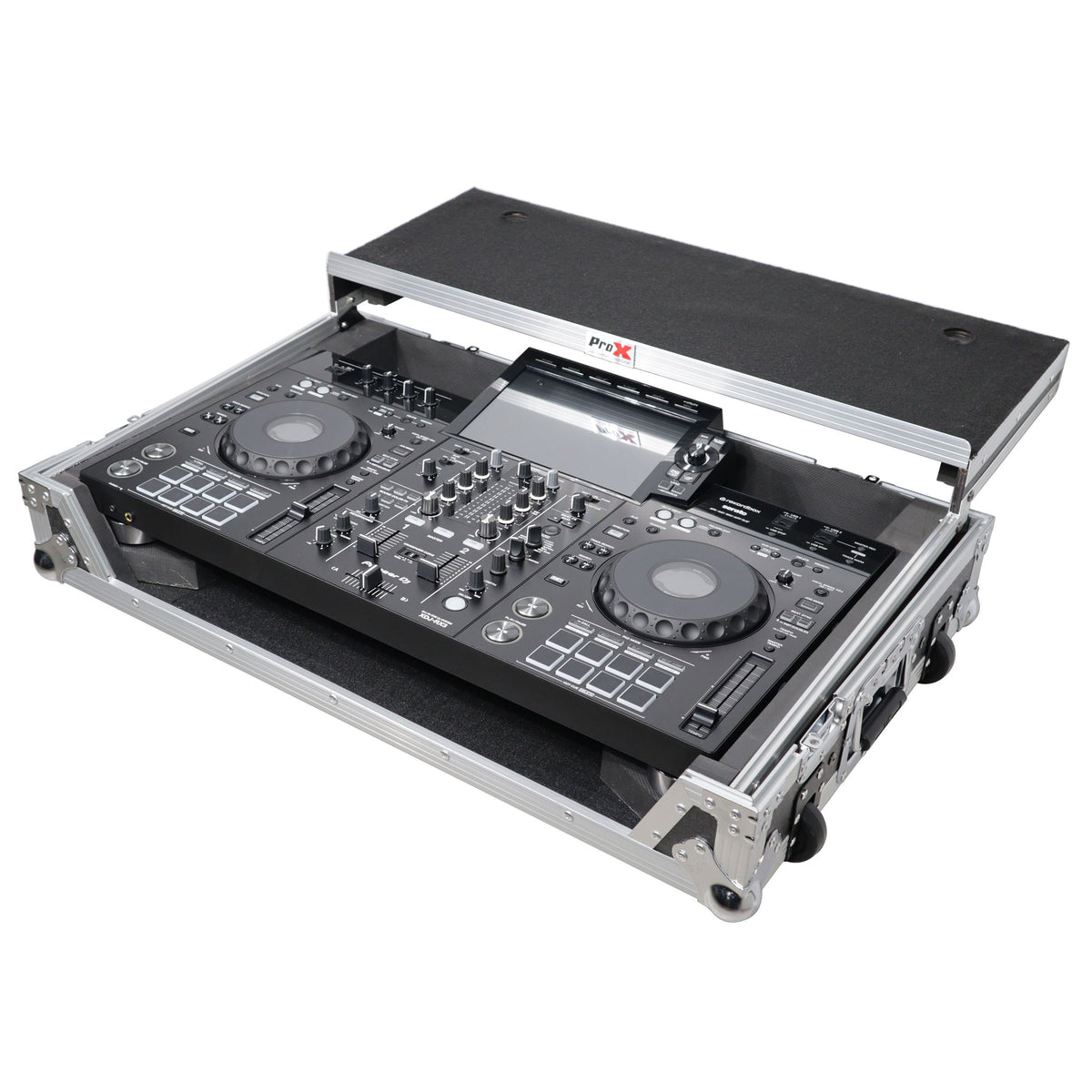 ProX XS-XDJRX3WLT - ATA Flight Case ATA Flight Case For Pioneer DDJ-REV5 XDJ-RX3 DJ Controller with Laptop Shelf 1U Rack Space and Wheels The DJ Hookup