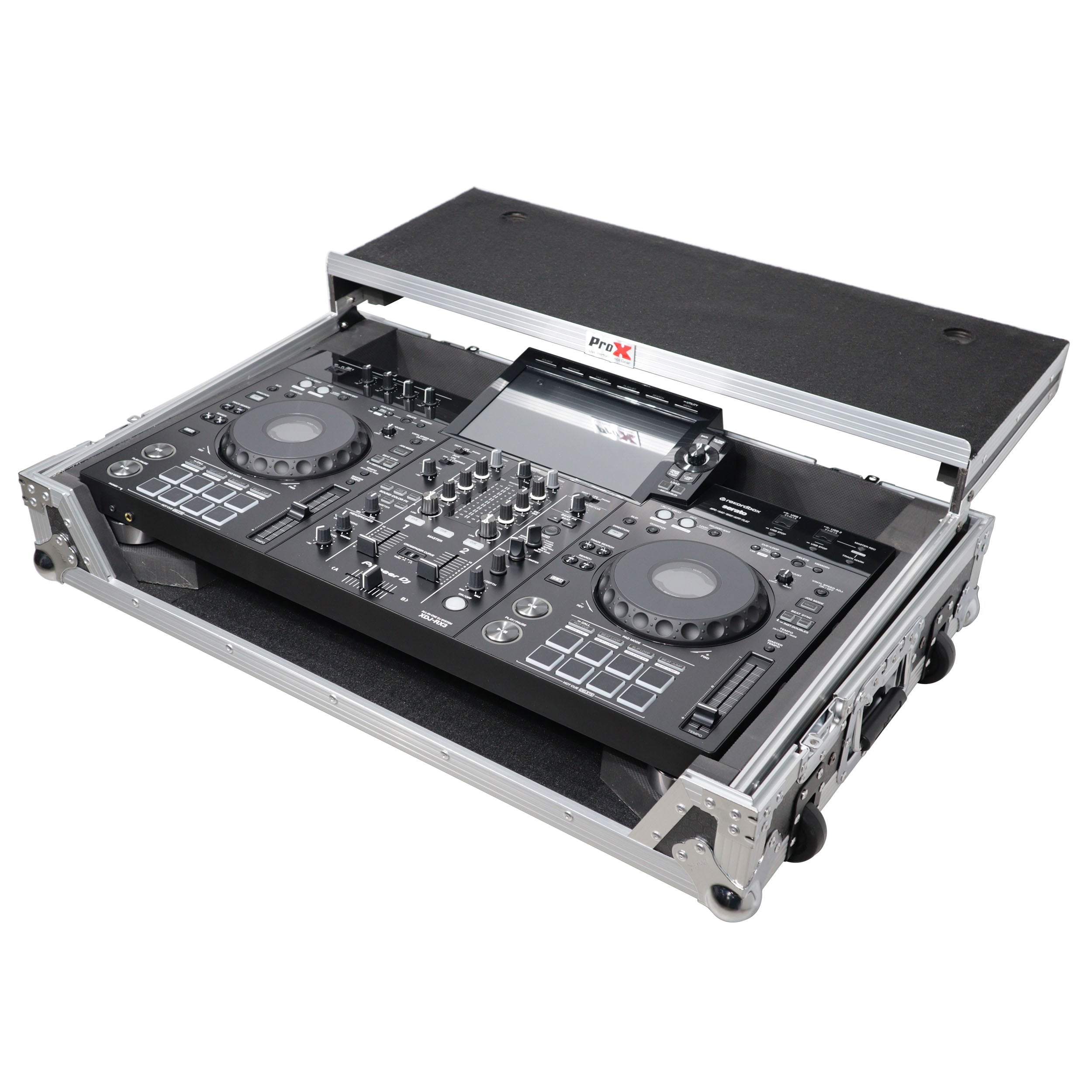ProX XS-XDJRX3WLT - ATA Flight Case ATA Flight Case For Pioneer DDJ-REV5 XDJ-RX3 DJ Controller with Laptop Shelf 1U Rack Space and Wheels The DJ Hookup