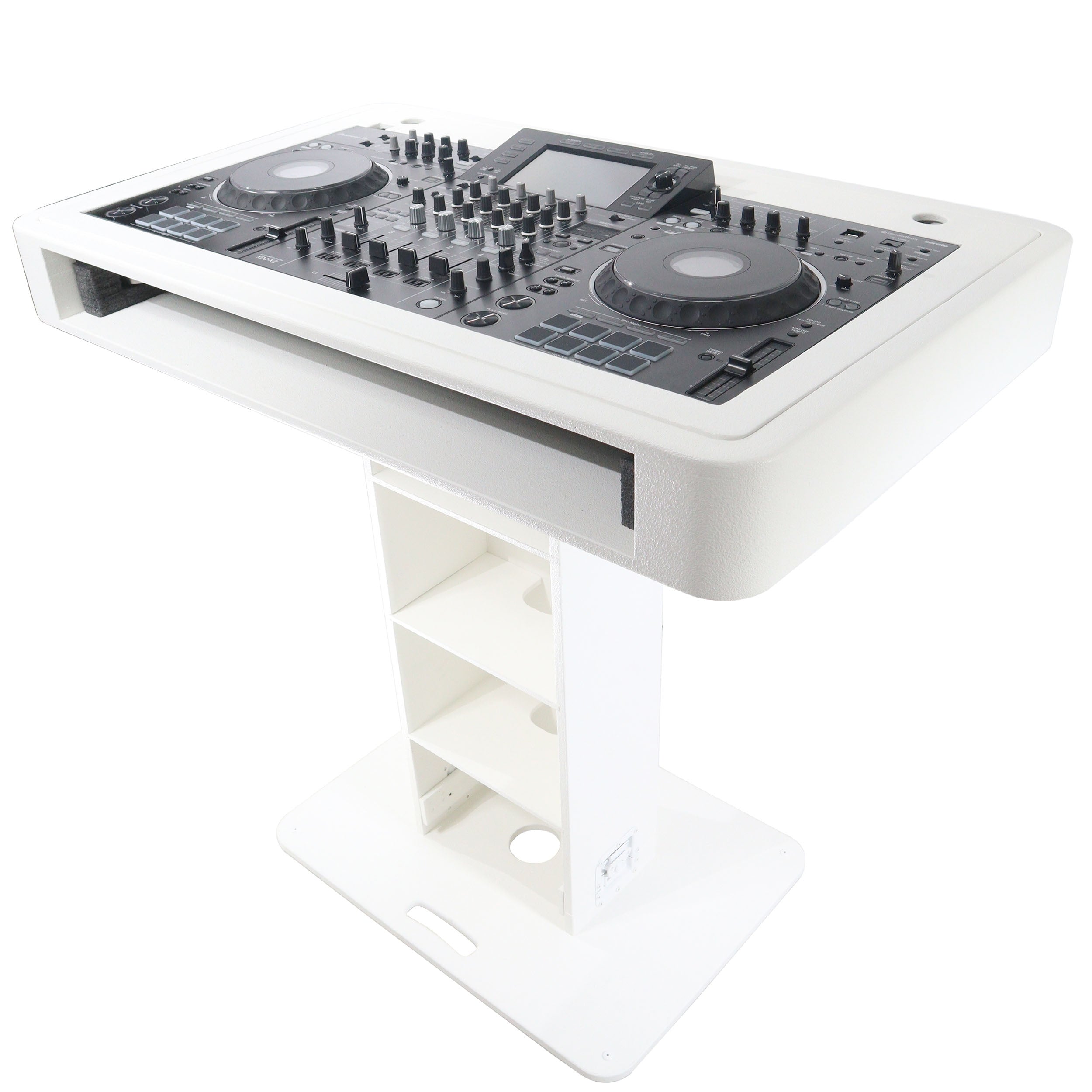 ProX XZF-DJCTWCASE - Control Tower DJ Podium with Road Cases for Pioneer DDJ-REV7 XDJ-XZ FLX10 RANE Four (White)