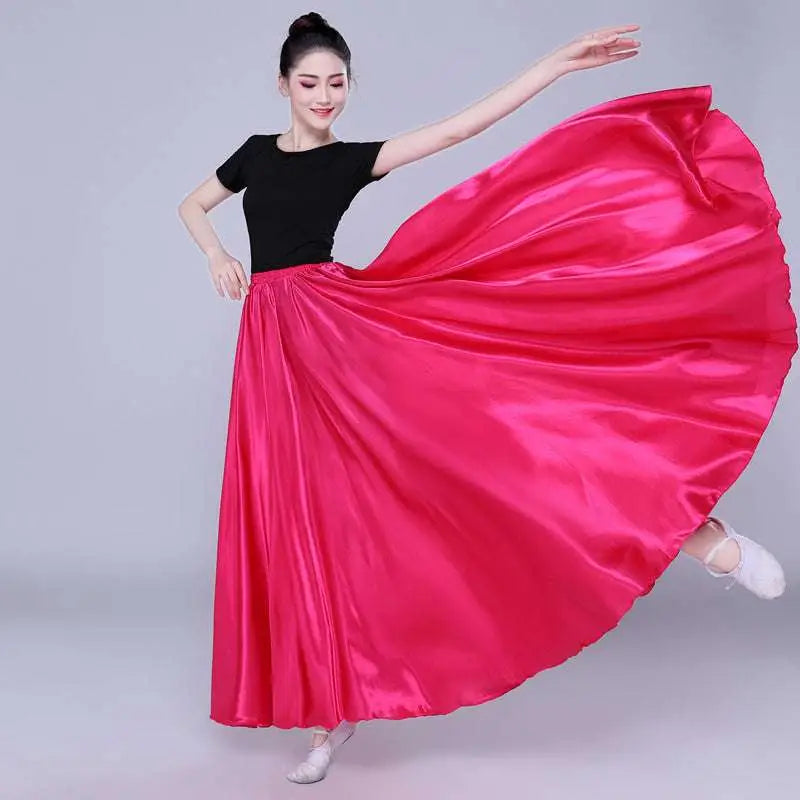 Yellow Satin Solid Color Performance Skirt