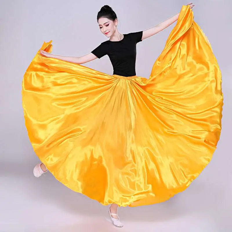 Yellow Satin Solid Color Performance Skirt