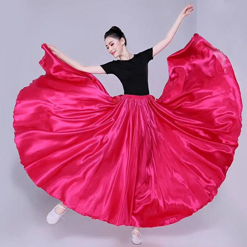 Yellow Satin Solid Color Performance Skirt